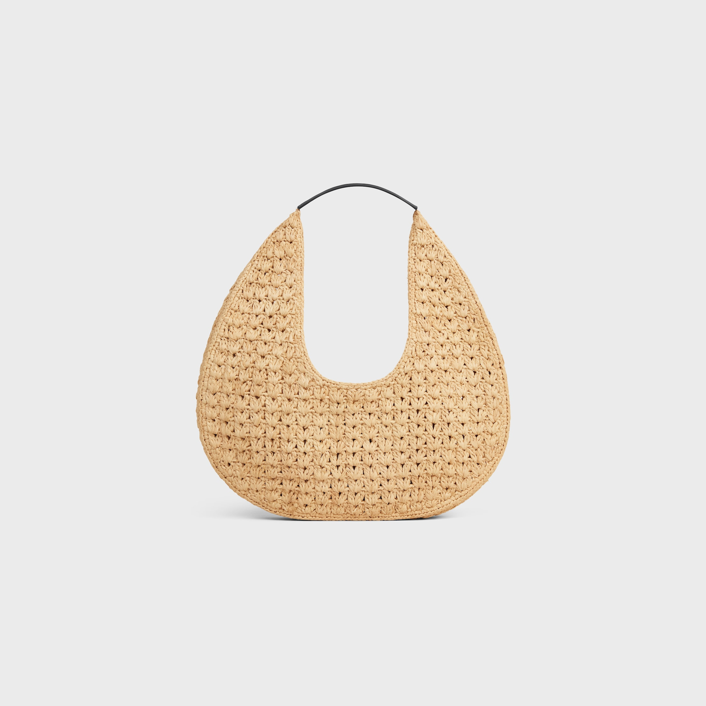 celine classic panier HOBO BAG IN Raffia and Calfskin - 3