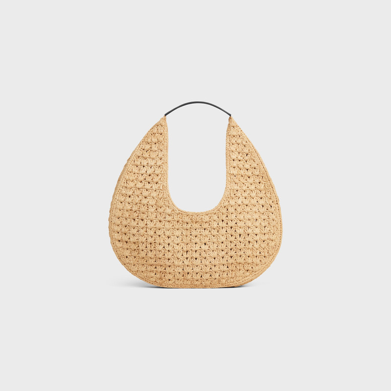 celine classic panier HOBO BAG IN Raffia and Calfskin 3