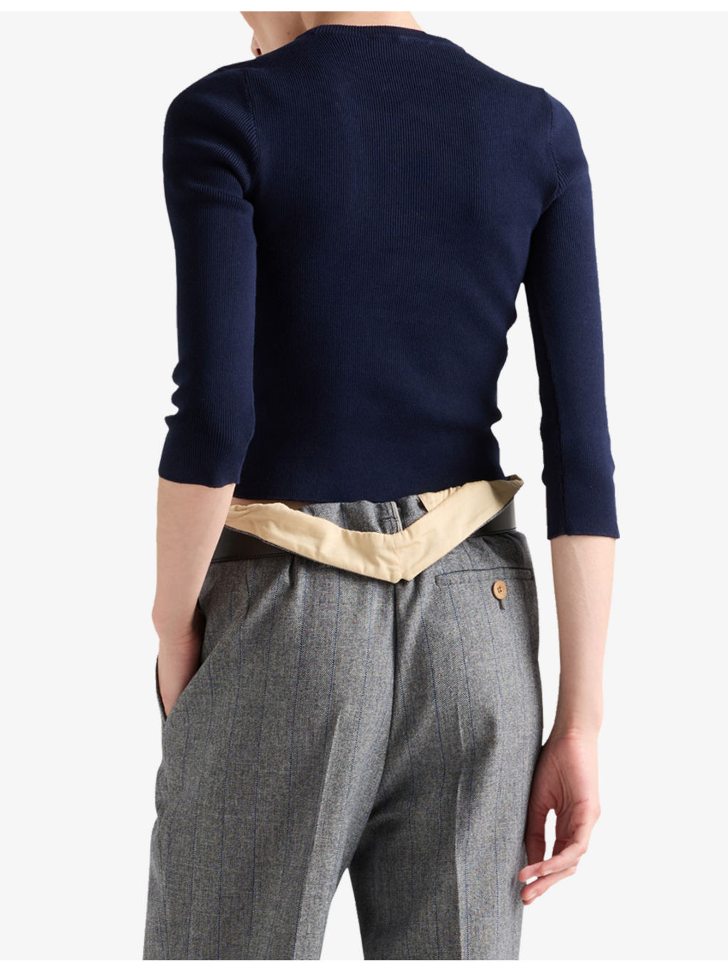 Embroidered-lettering crewneck cotton knit top - 4