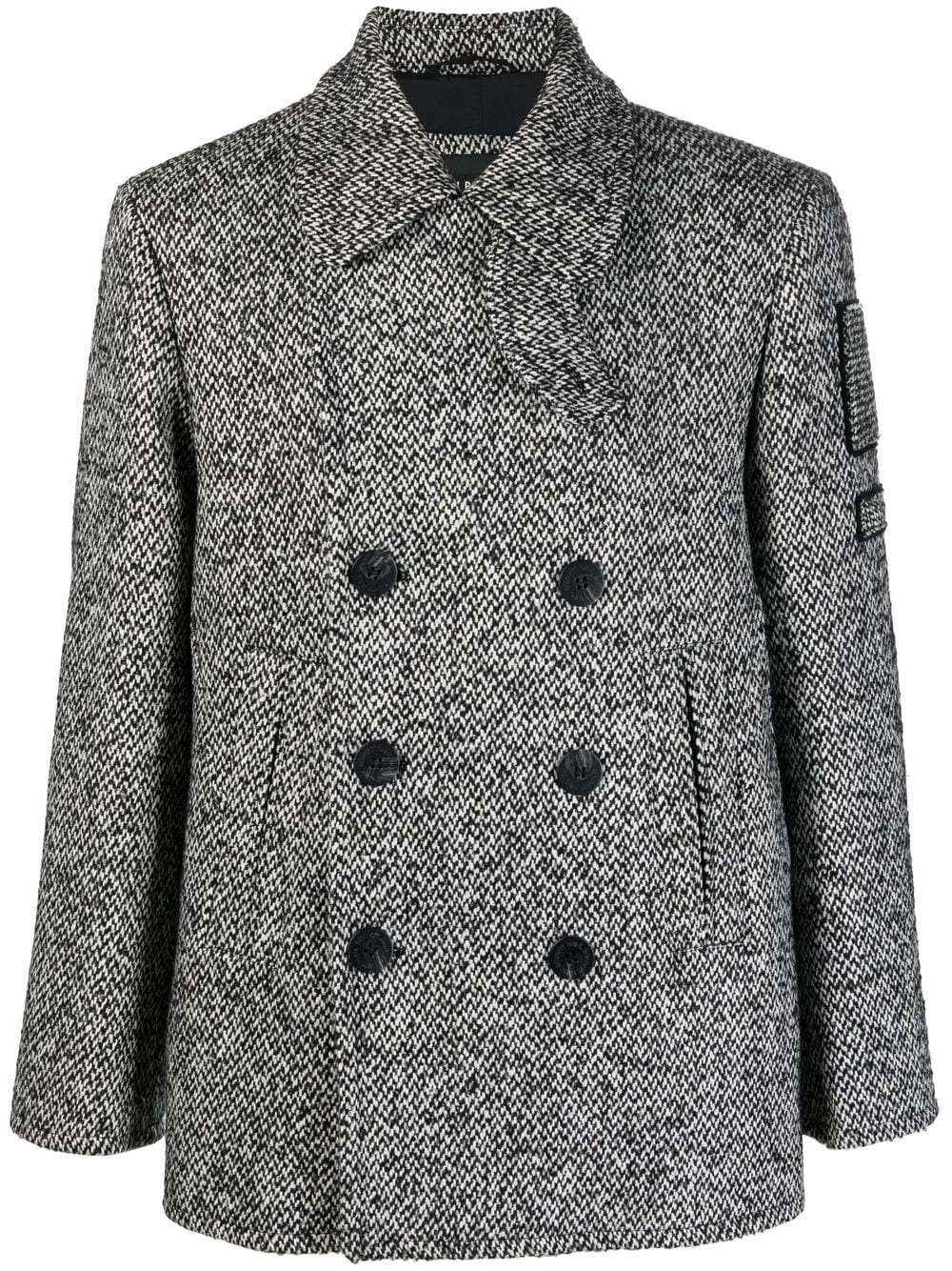 double-breasted tweed coat - 1