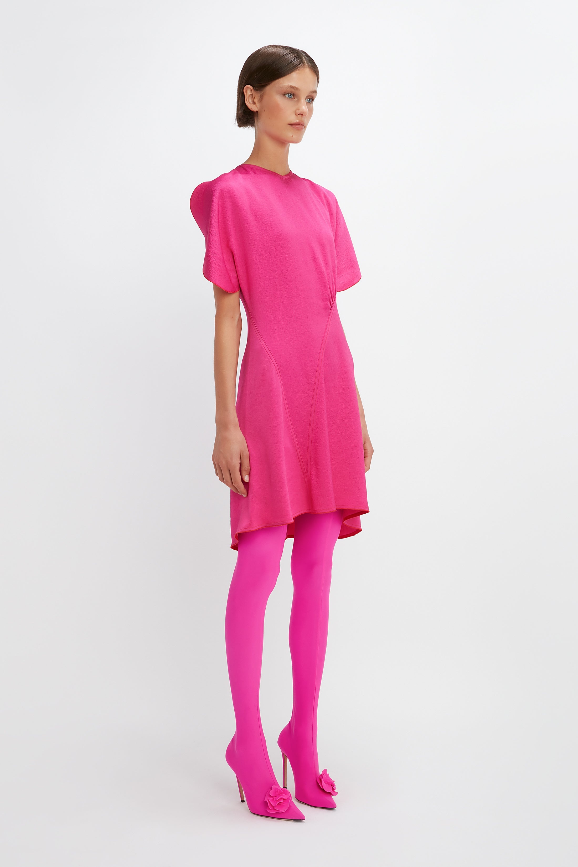 Cap Sleeve Mini Dress in Fuchsia - 3