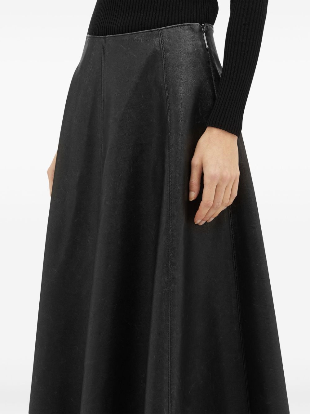 calf-leather pleated skirt - 5
