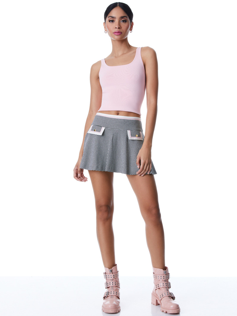 Alice + Olivia SIM DROP-WAIST FIT FLARE MINI SKIRT outlook