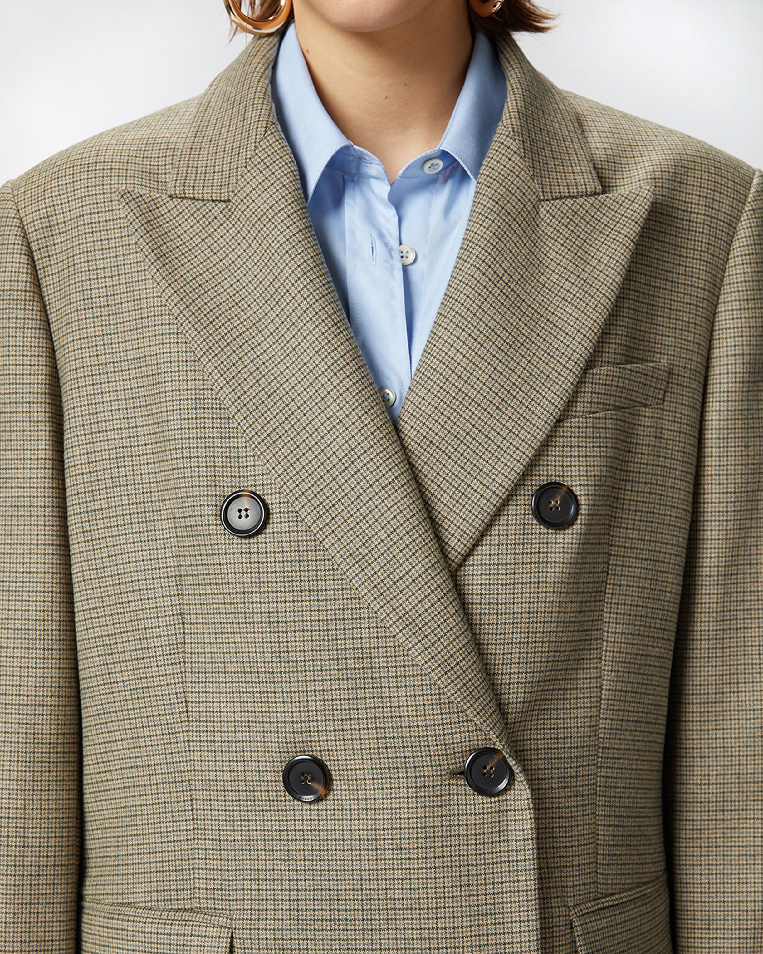 OVERSIZED DOUBLE-BREASTED CHECK BLAZER - 5