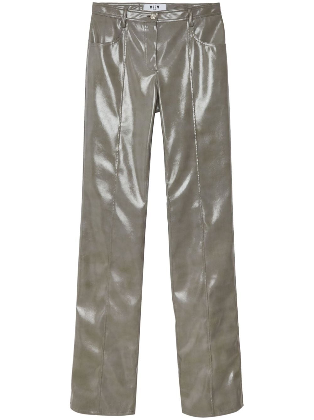 glossy-finish straight-leg trousers - 1