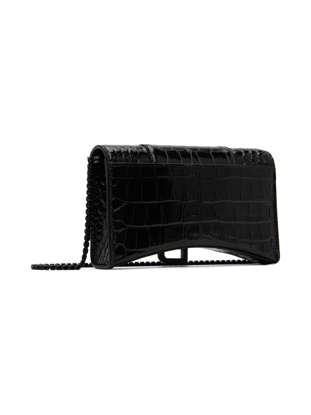 Black Croc Hourglass Bag - 3