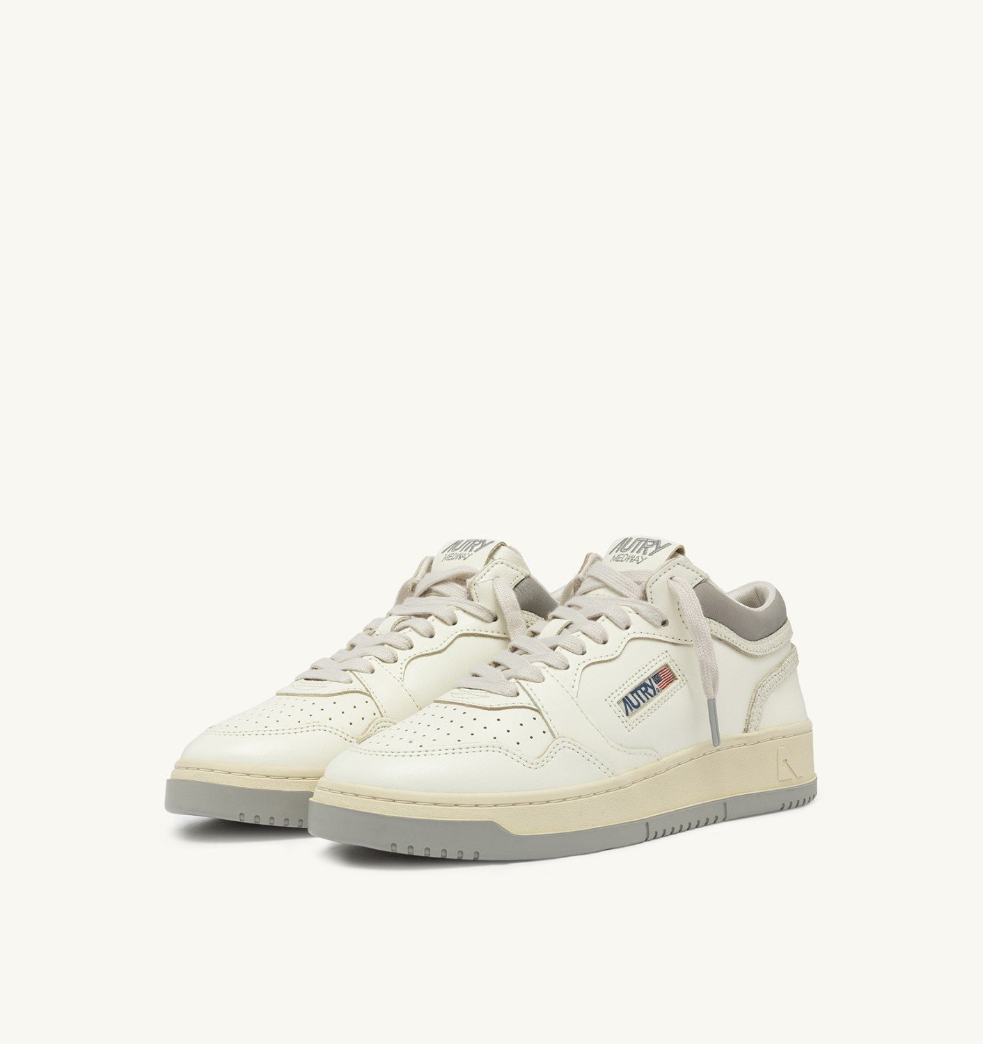 MED-WAY SNEAKERS IN LEATHER COLOR MARSHMALLOW AND VAPOR - 2