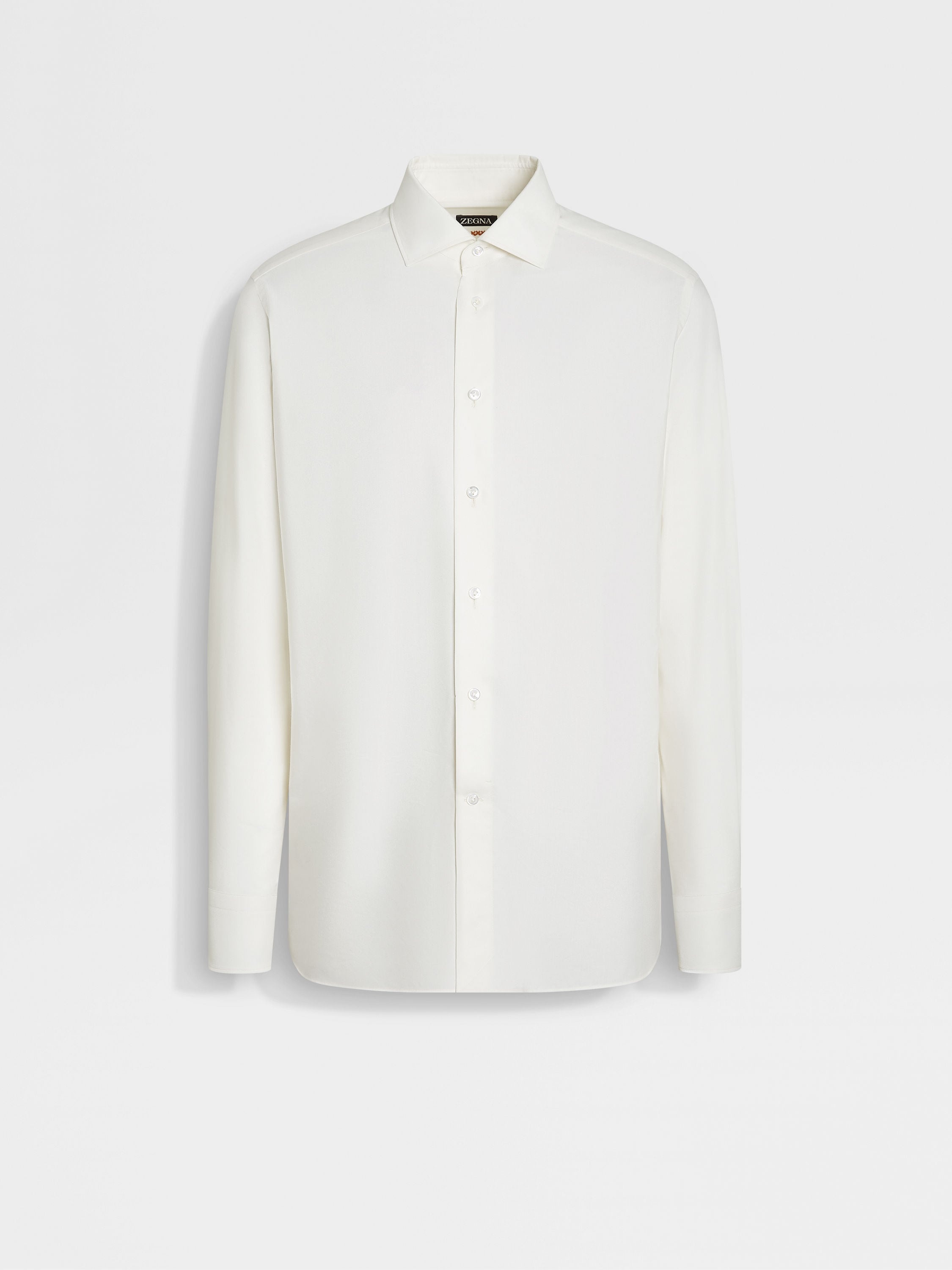 WHITE SILK COTTON AND CASHMERE SHIRT - 1