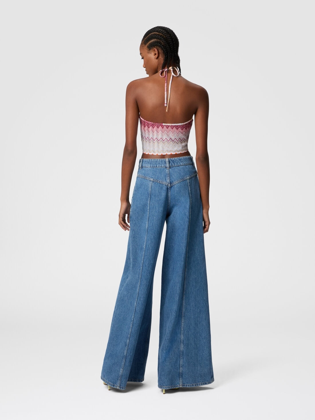 Lamé zigzag viscose blend top with halter neckline - 3