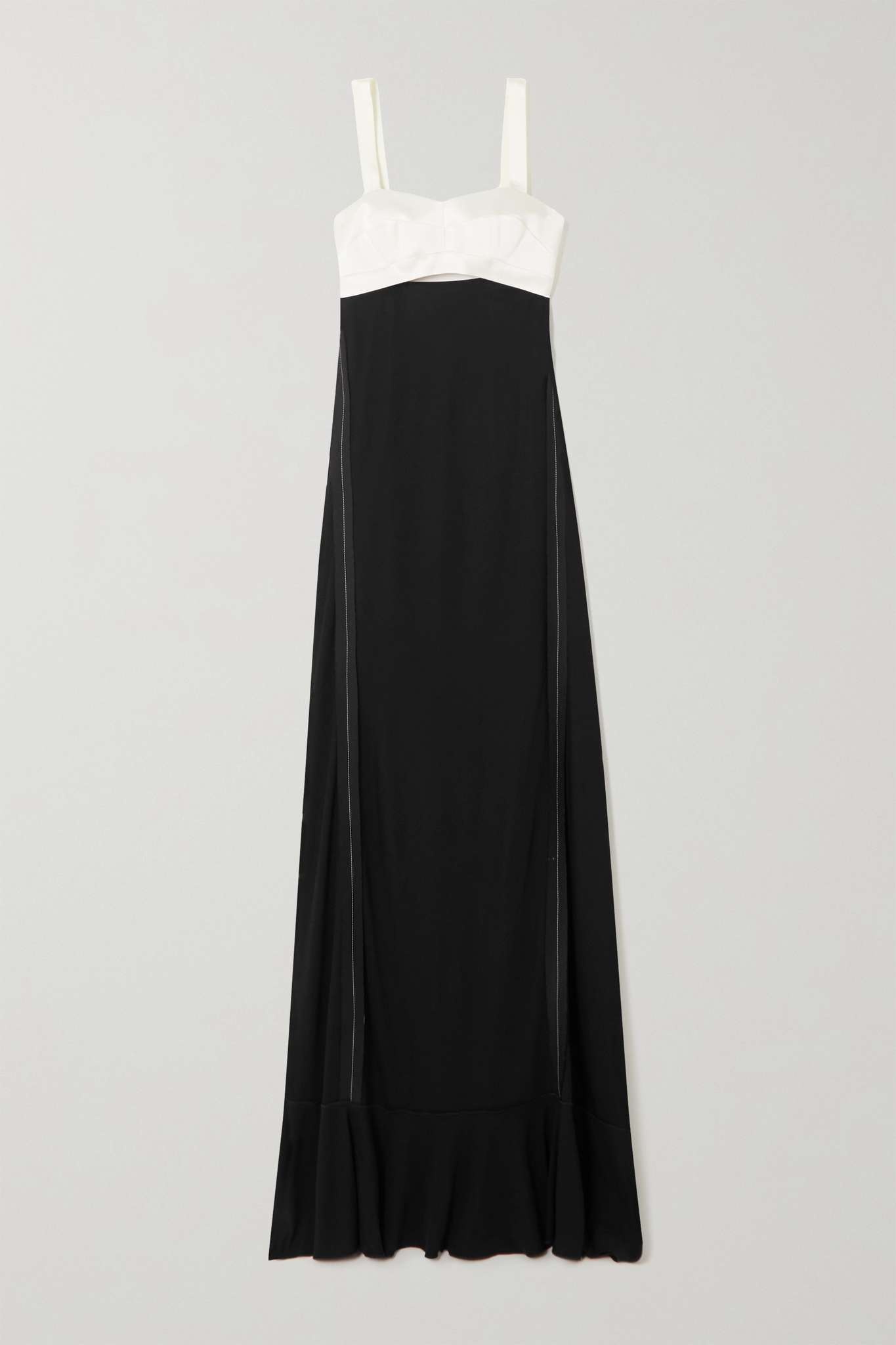 Cutout two-tone satin and crepe maxi dress - 1