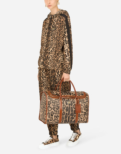 Dolce & Gabbana Large pet carrier bag in leopard-print Crespo with branded plate outlook