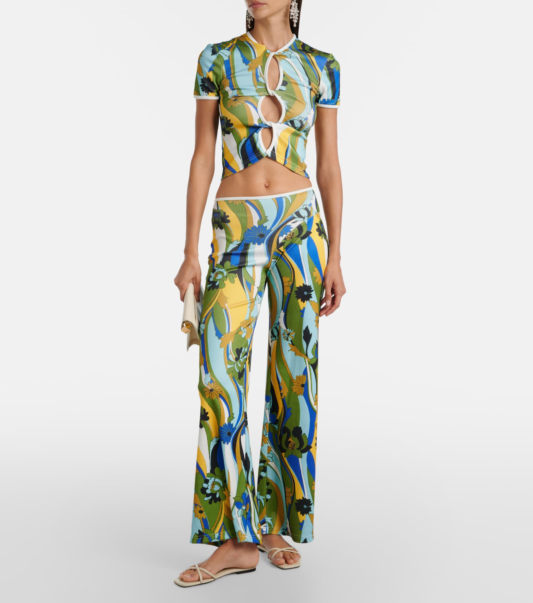 Acidic Floral cropped T-shirt - 2