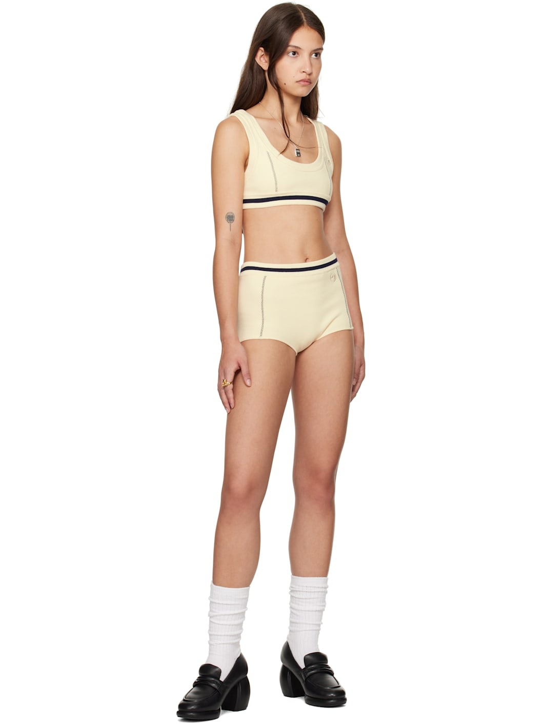 Off-White Contrast Stitch Bra Top - 4