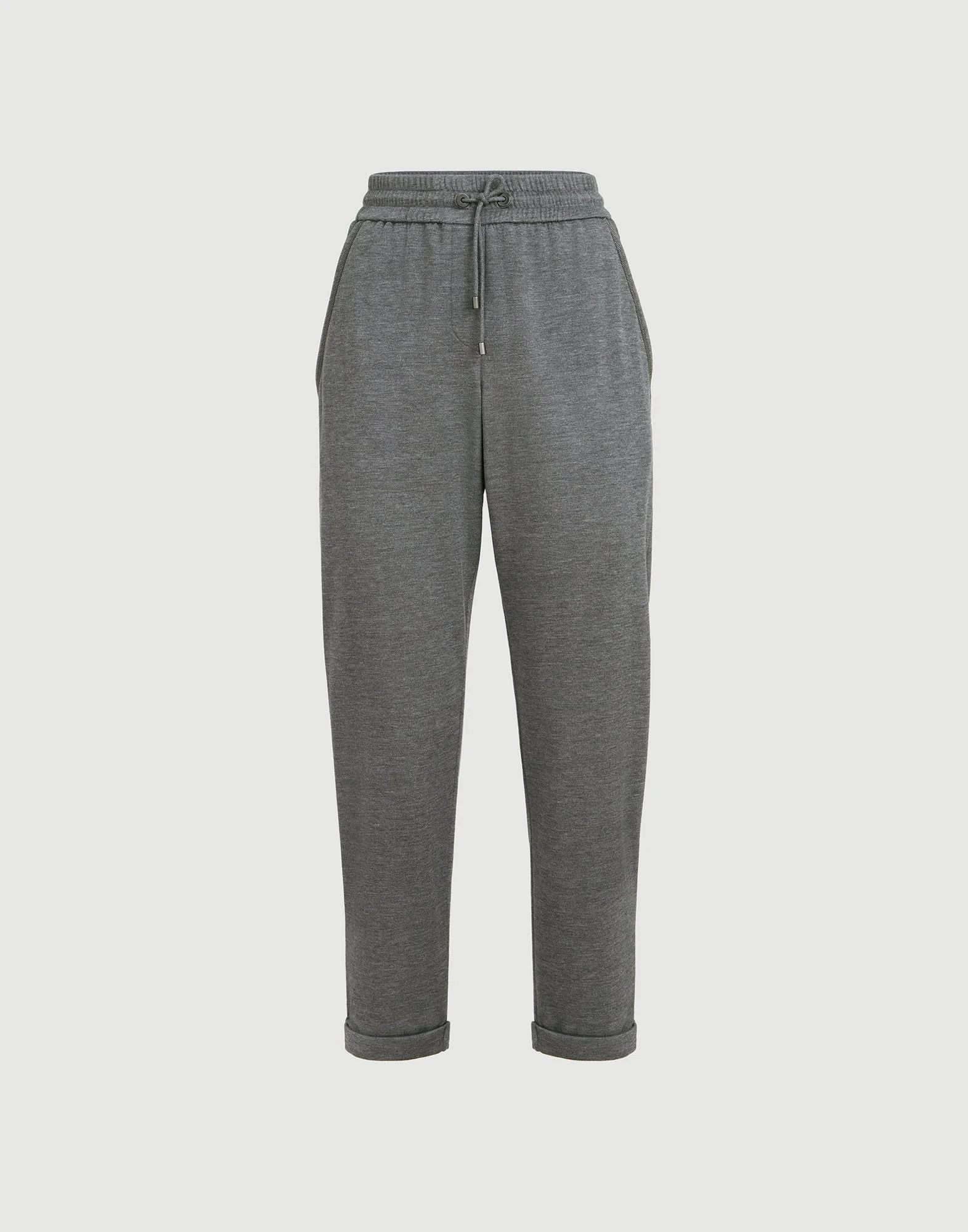 Cotton and silk interlock trousers with shiny pocket detail - 1