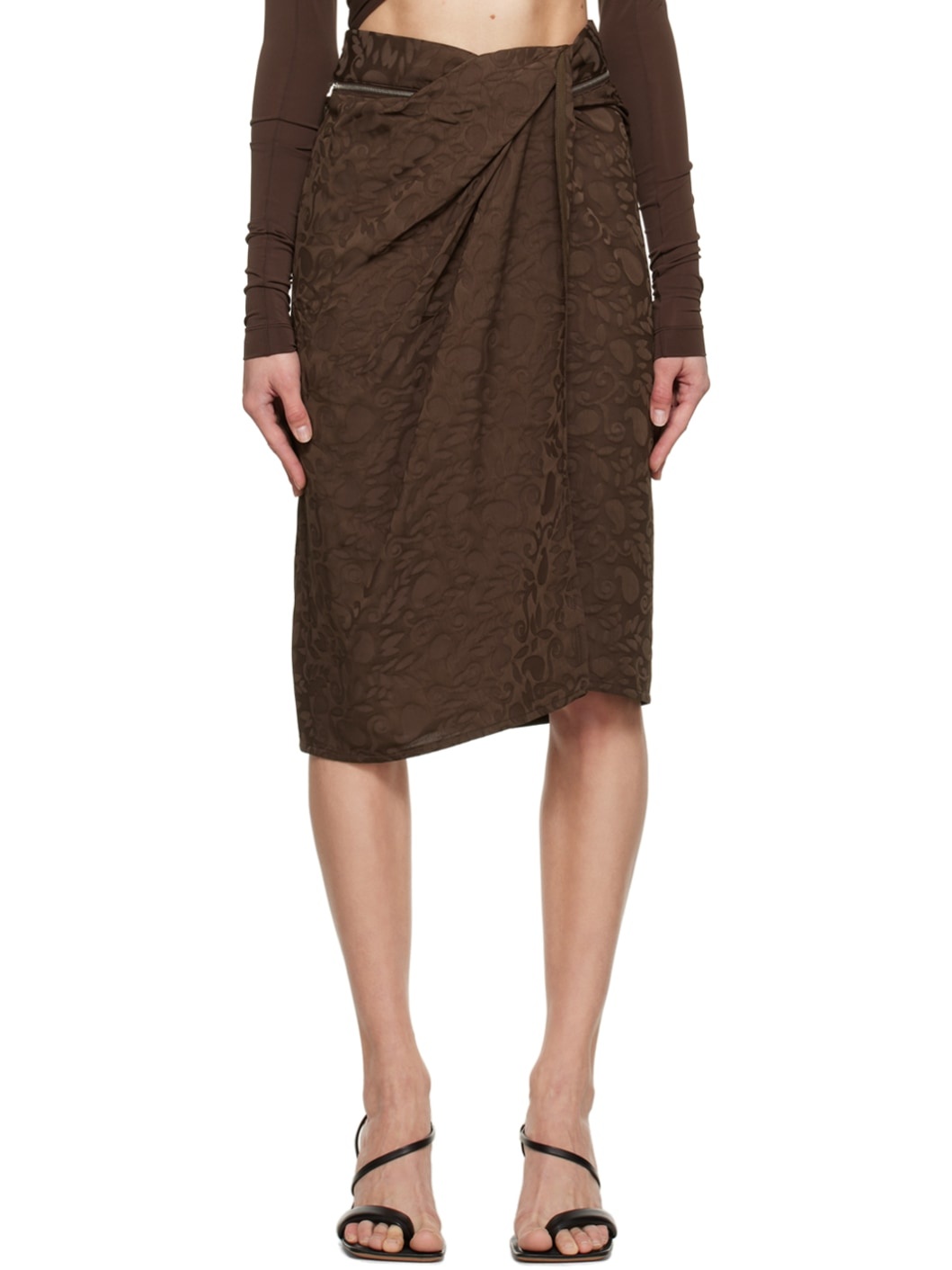 Brown Le Papier 'La Jupe Bodri' Midi Skirt - 1