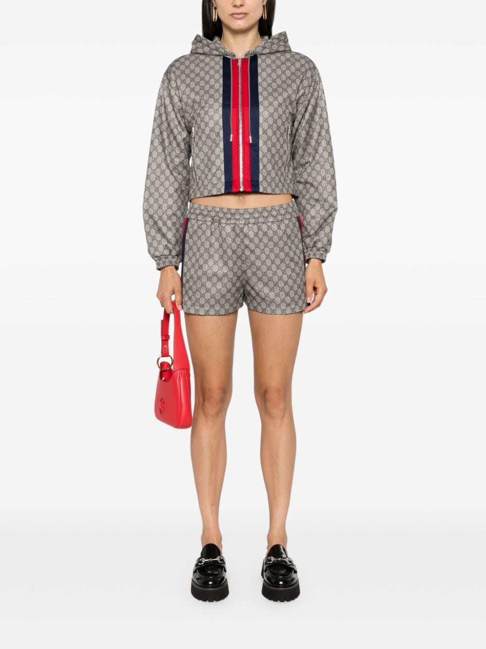 GG-logo zip-up cropped jacket - 2