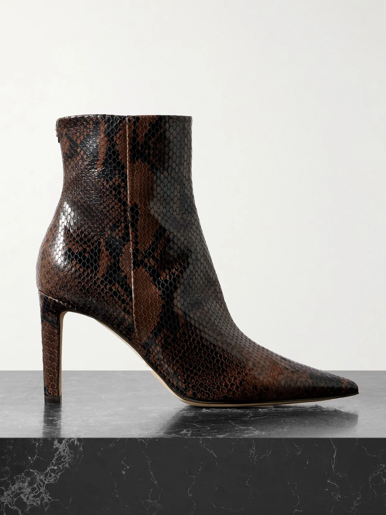 Frankie 85 Snake-effect Leather Ankle Boots - 1