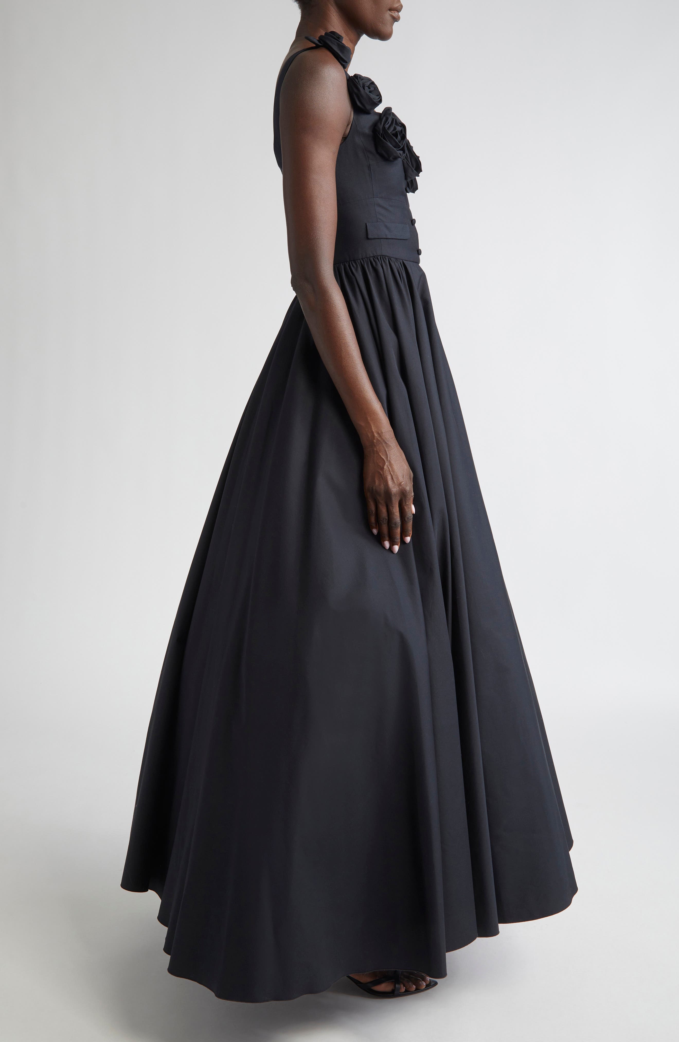 Giambattista Valli Rose Trim Fit & Flare Dress in Black at Nordstrom - 3