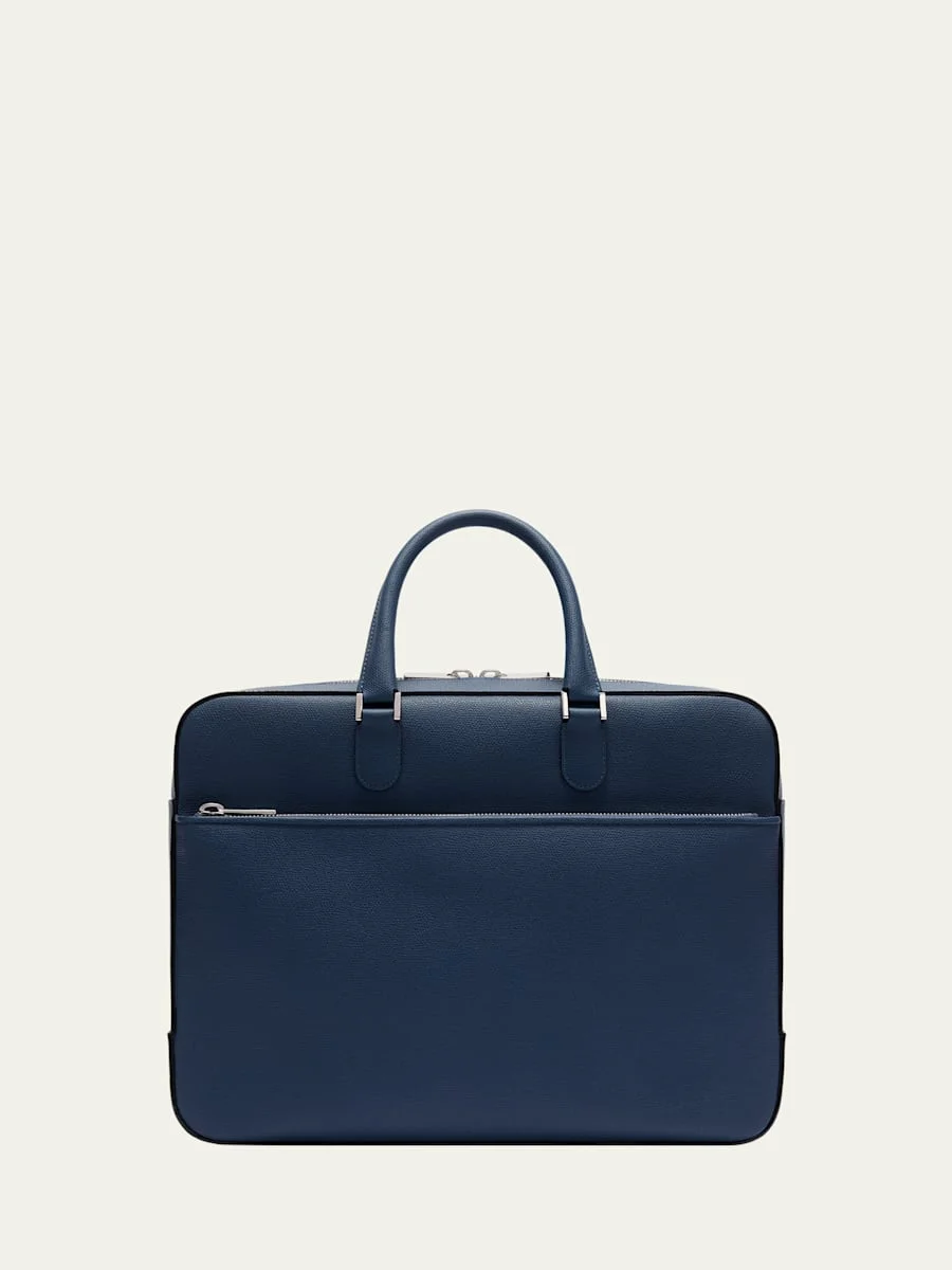 Men's Avietta Top-Handle Calfskin Briefcase with Zip Pocket - 1