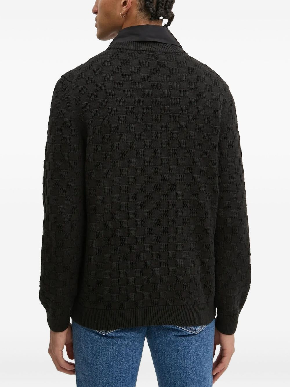 textured-pattern crew-neck jumper - 2