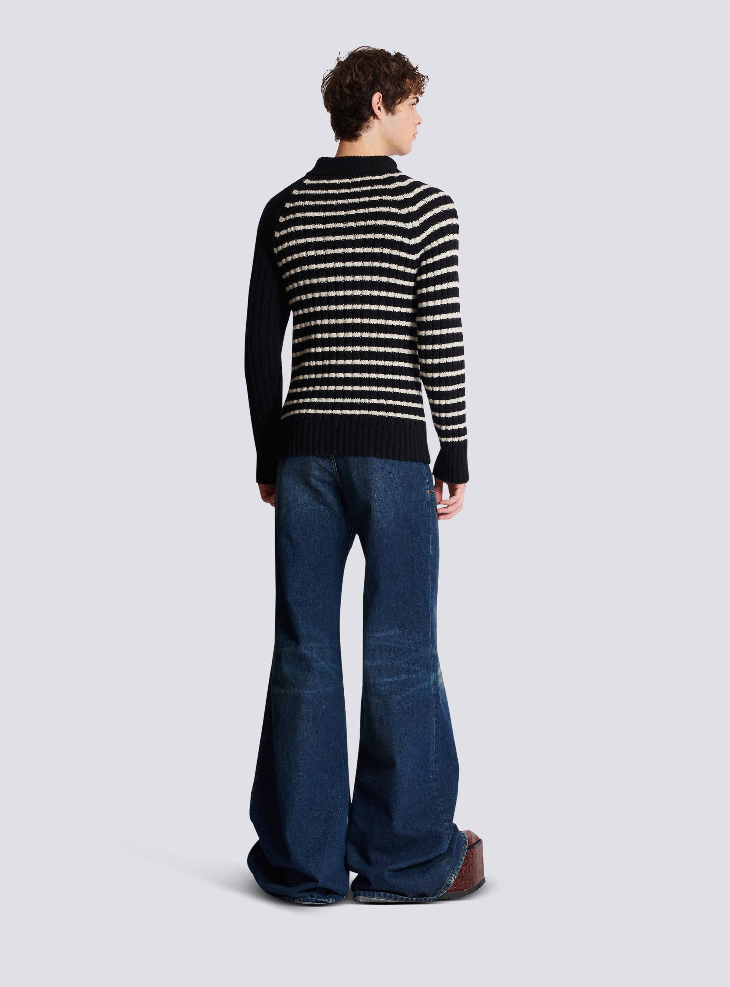 Striped jumper with golden buttons - 4