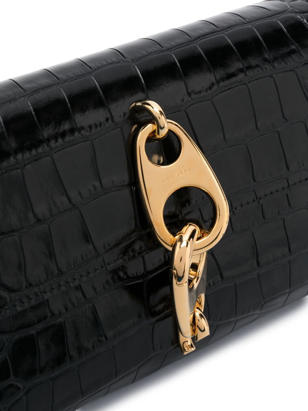embossed-crocodile effect leather clutch - 4