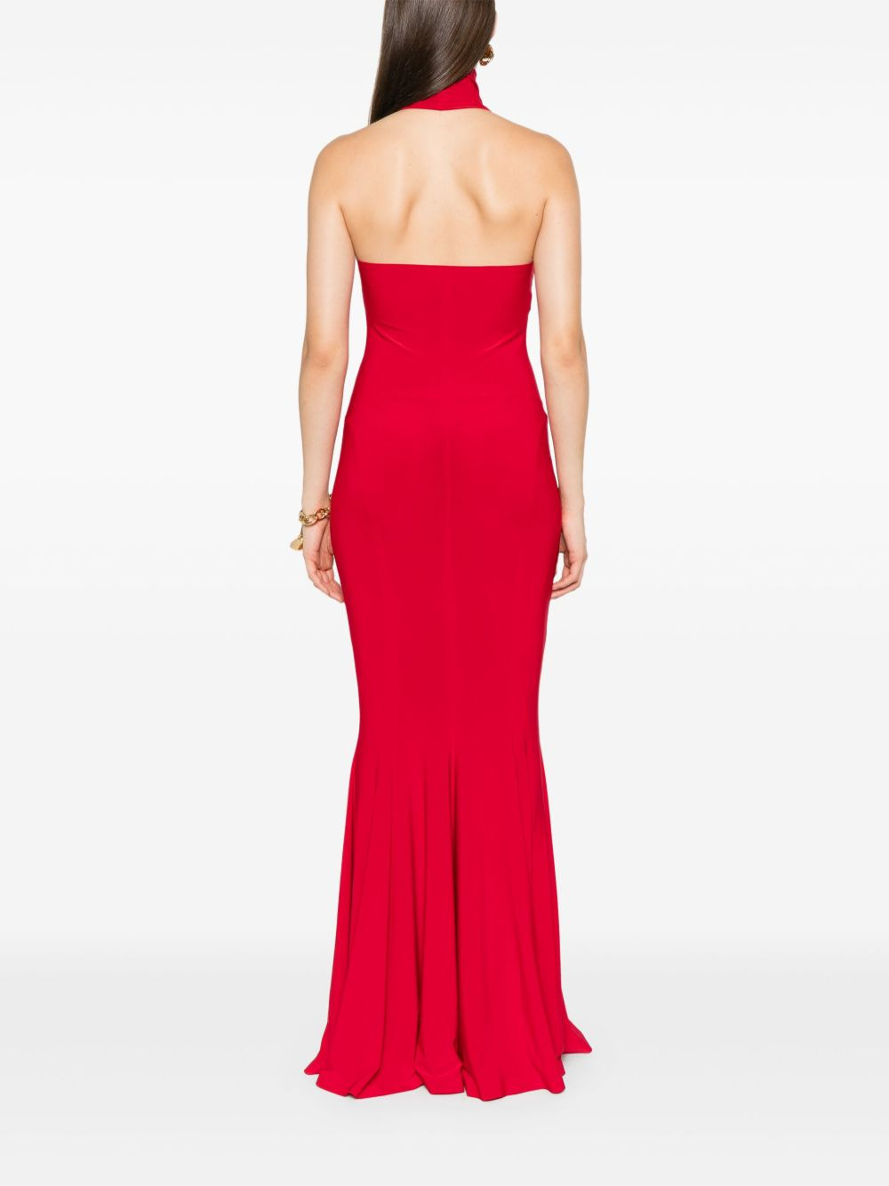 halterneck flared dress - 4