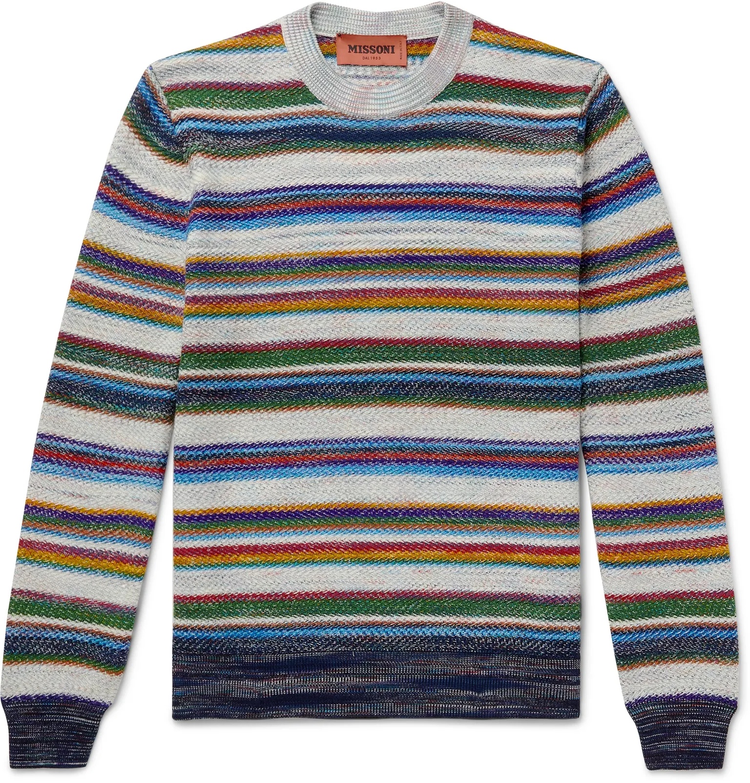 Striped Crochet-Knit Cotton and Wool-Blend Sweater - 1