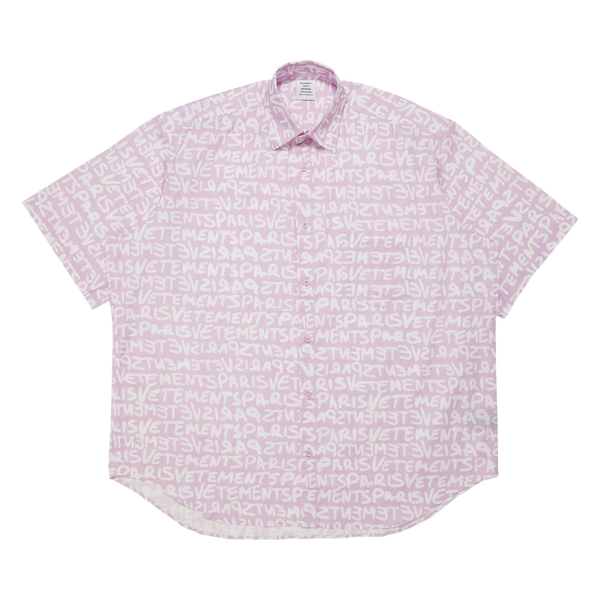 Vetements Short-Sleeve Grafitti Print Shirt 'Pink/White' - 1