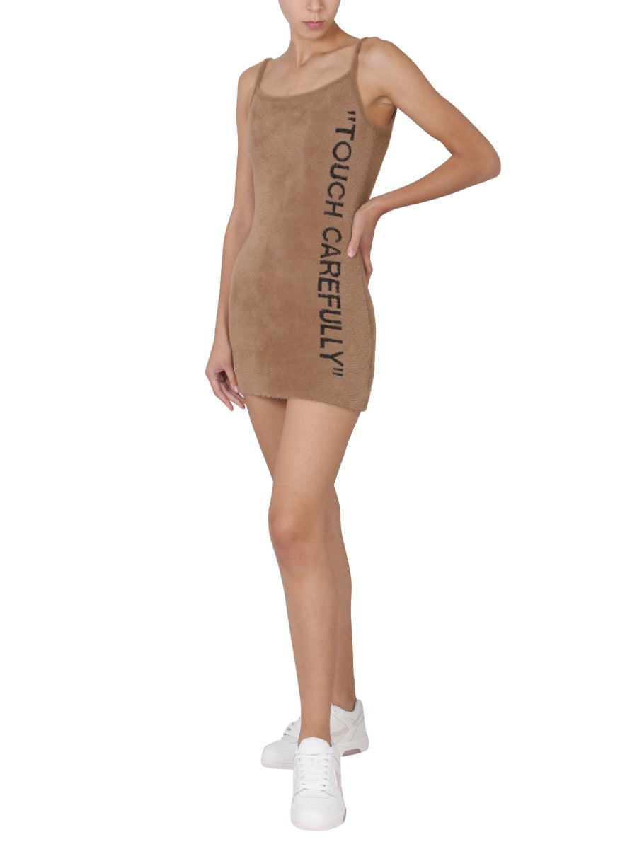 Off-White Women Fuzzy Dress With Logo - 2