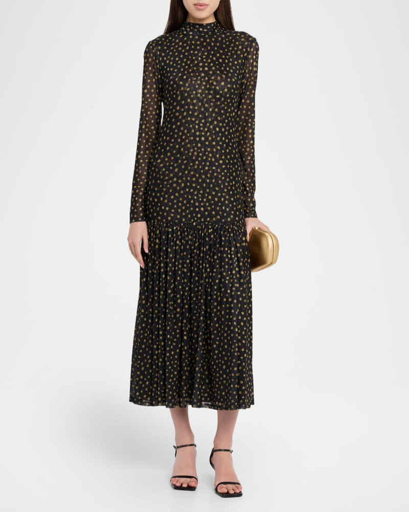 MISA Leylani Polka-Dot Mesh Maxi Dress outlook