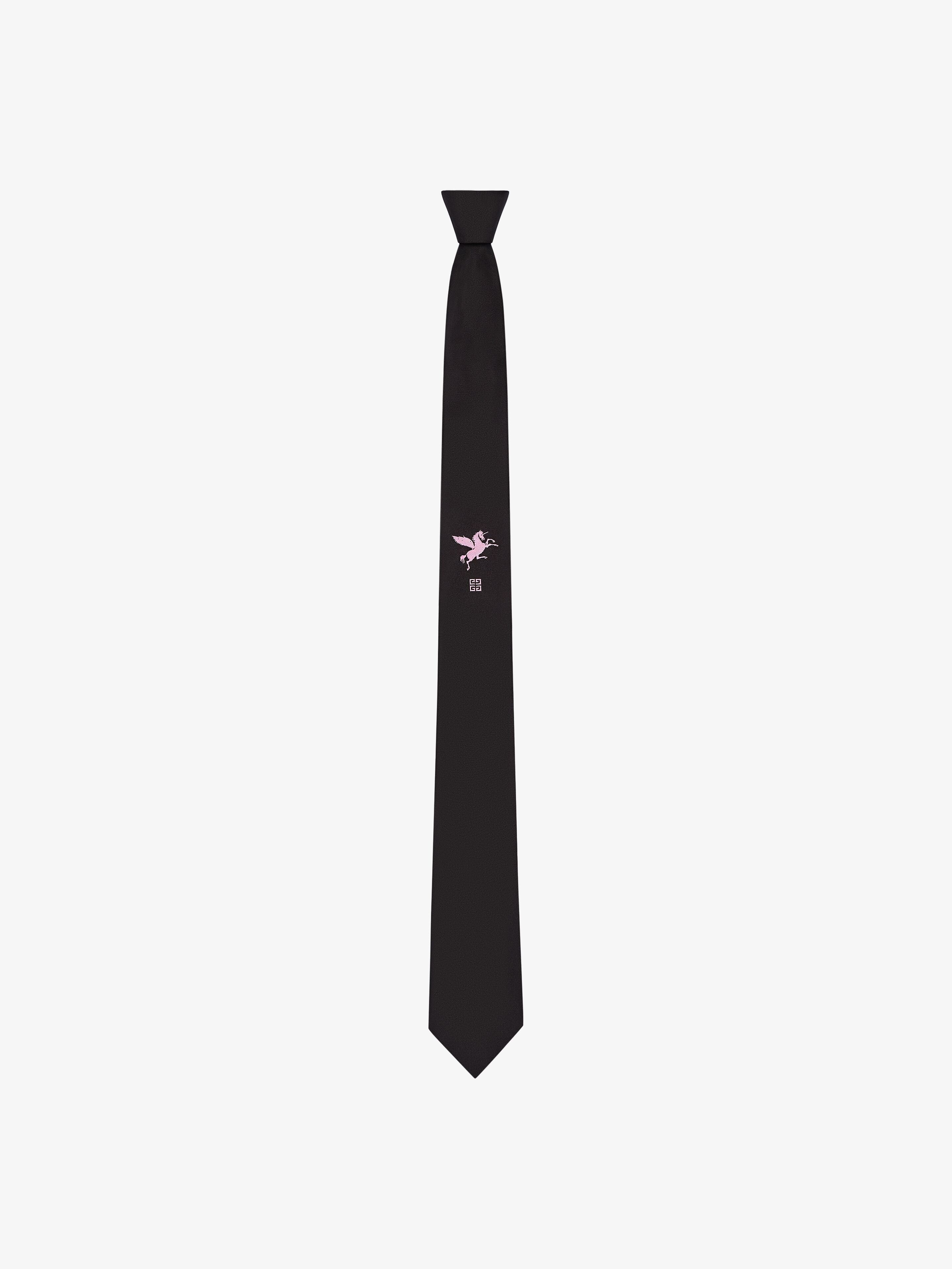 TIE IN SILK WITH UNICORN EMBROIDERY - 1