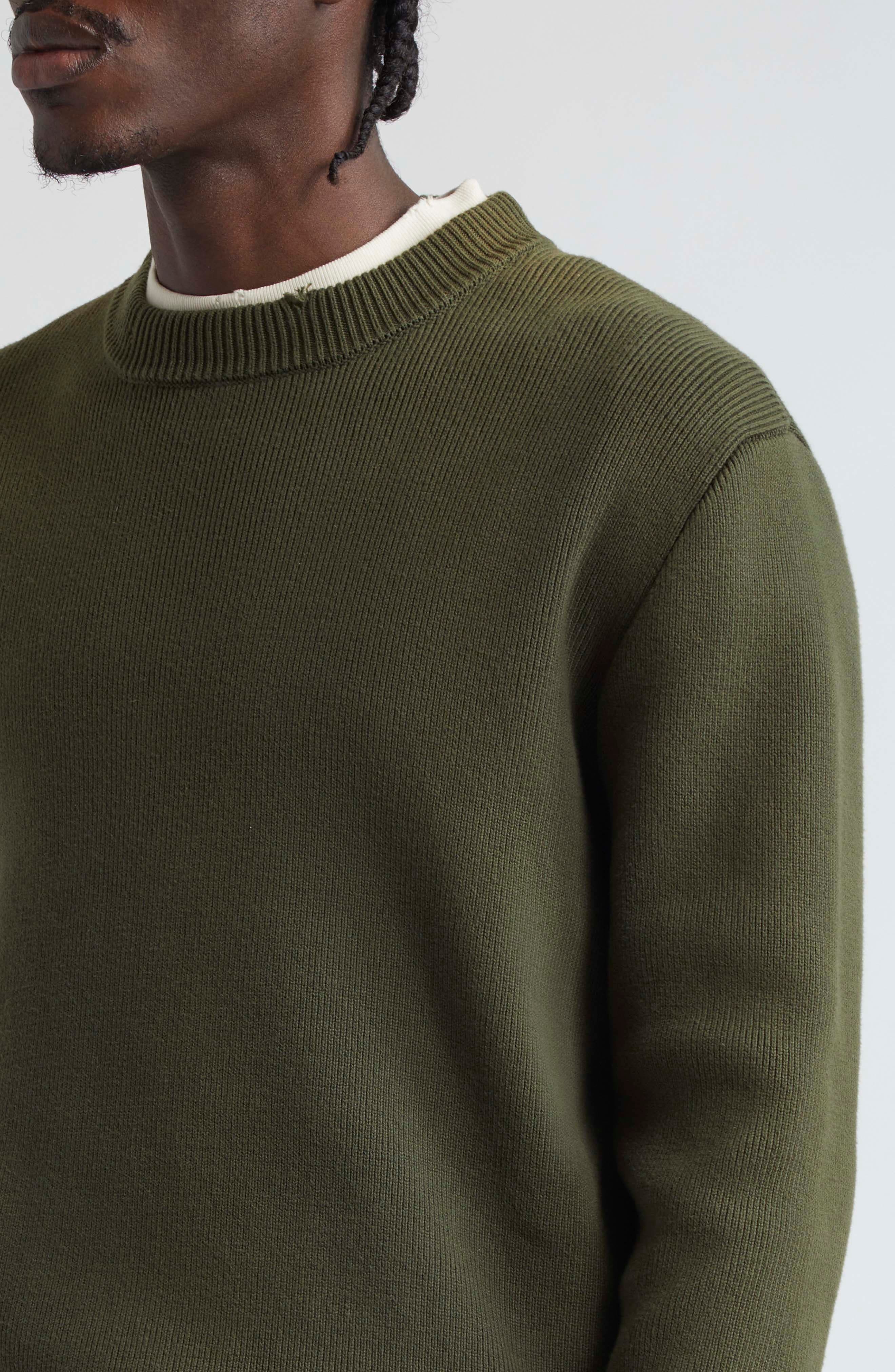 Distressed Cotton Blend Sweater - 5