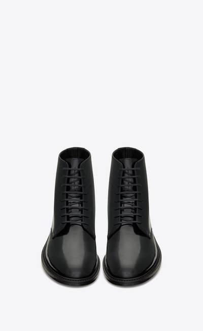SAINT LAURENT army laced boots in shiny leather outlook