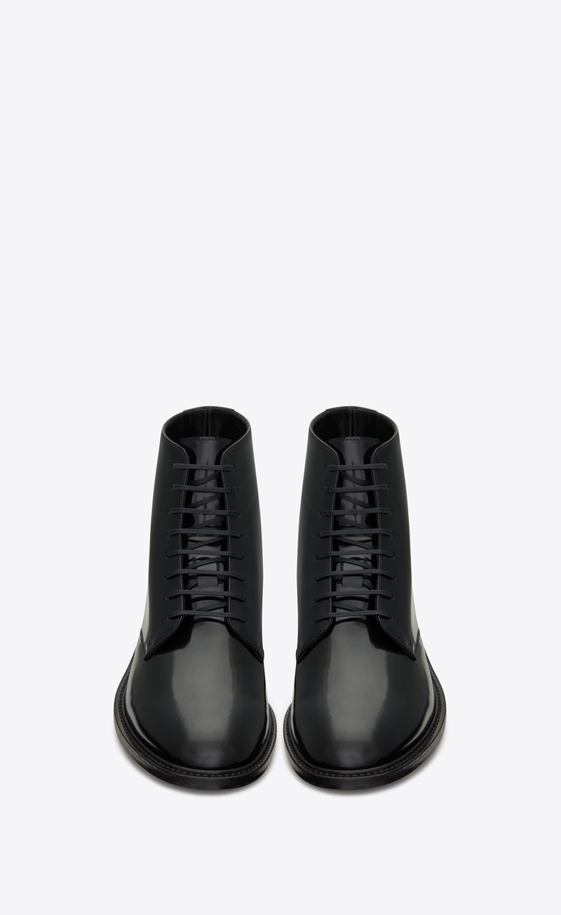 SAINT LAURENT army laced boots in shiny leather outlook