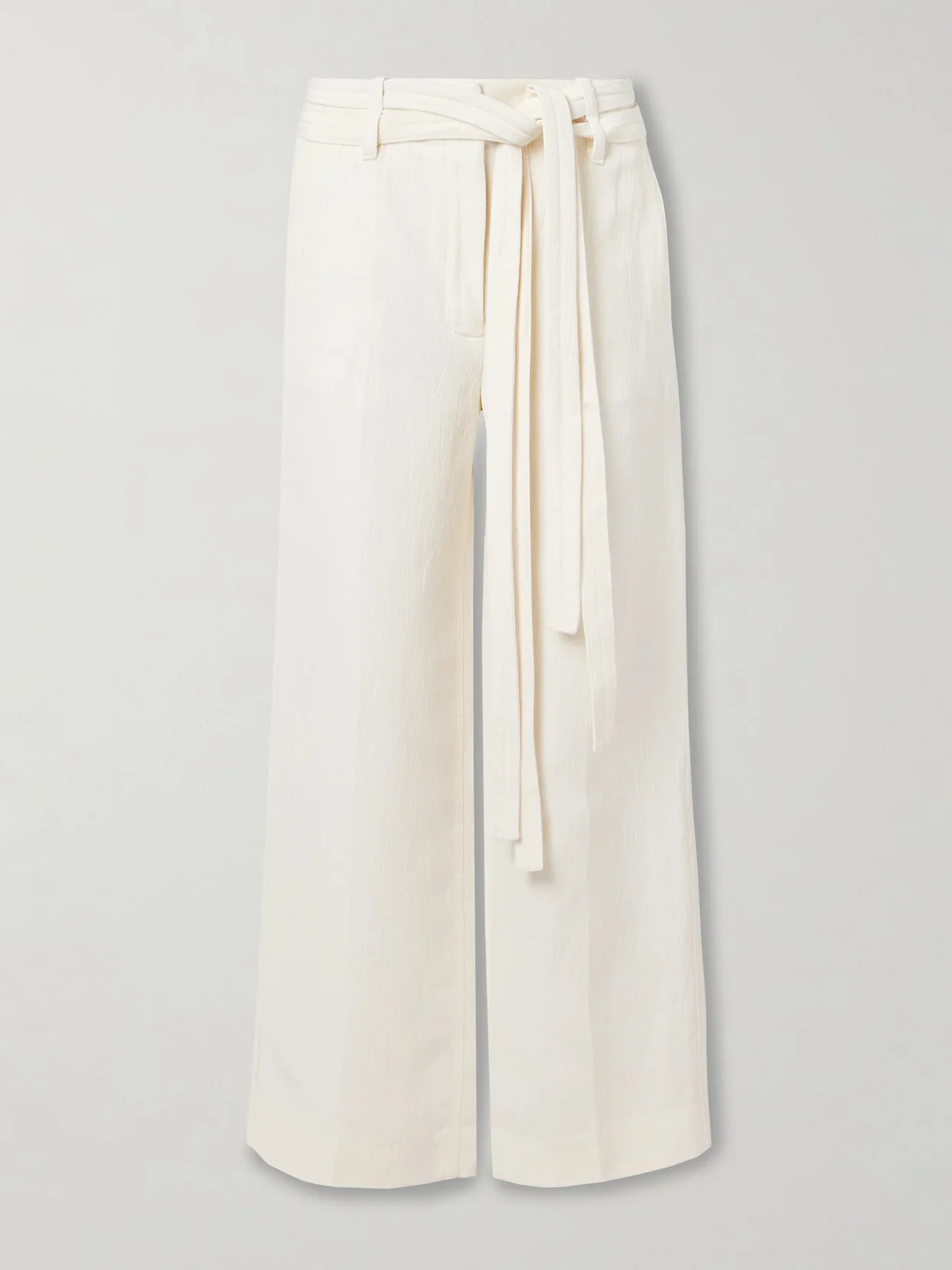 Maggi Belted Cloqué Wide-leg Pants - 1
