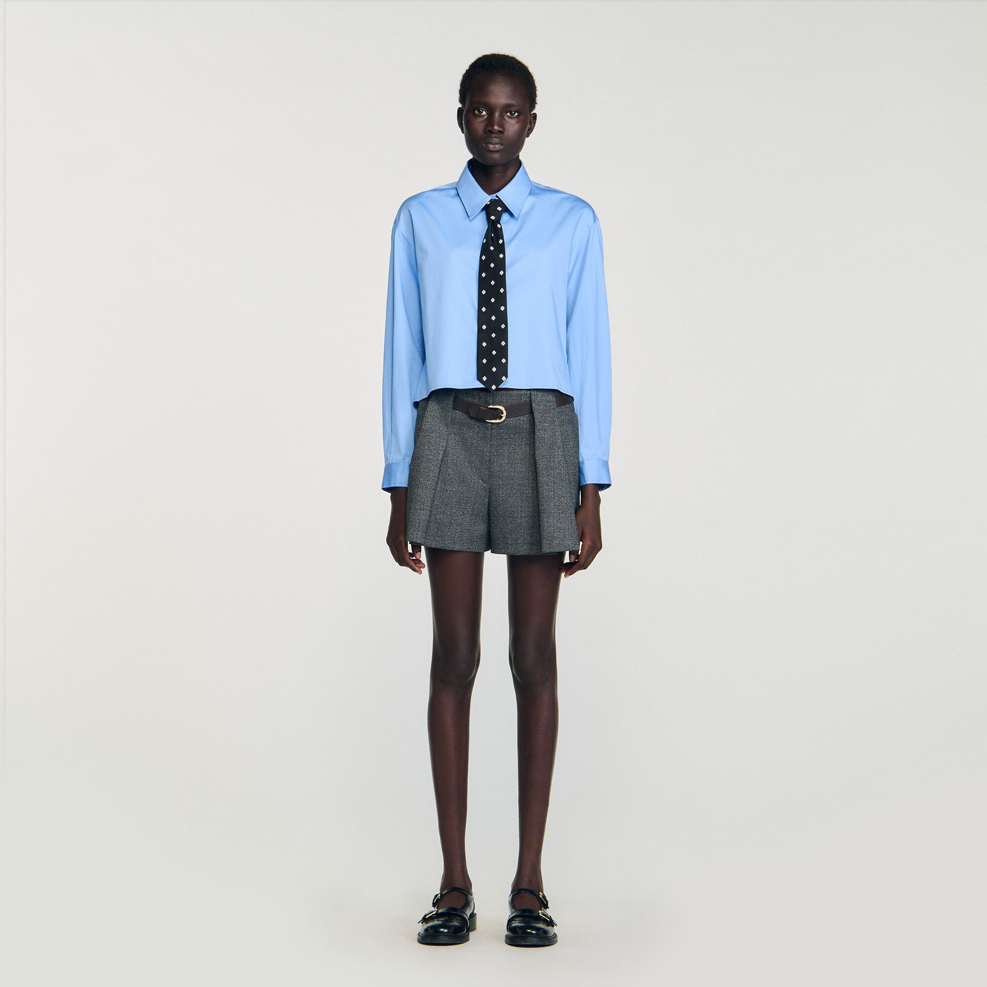 CROPPED SHIRT WITH DETACHABLE TIE - 2