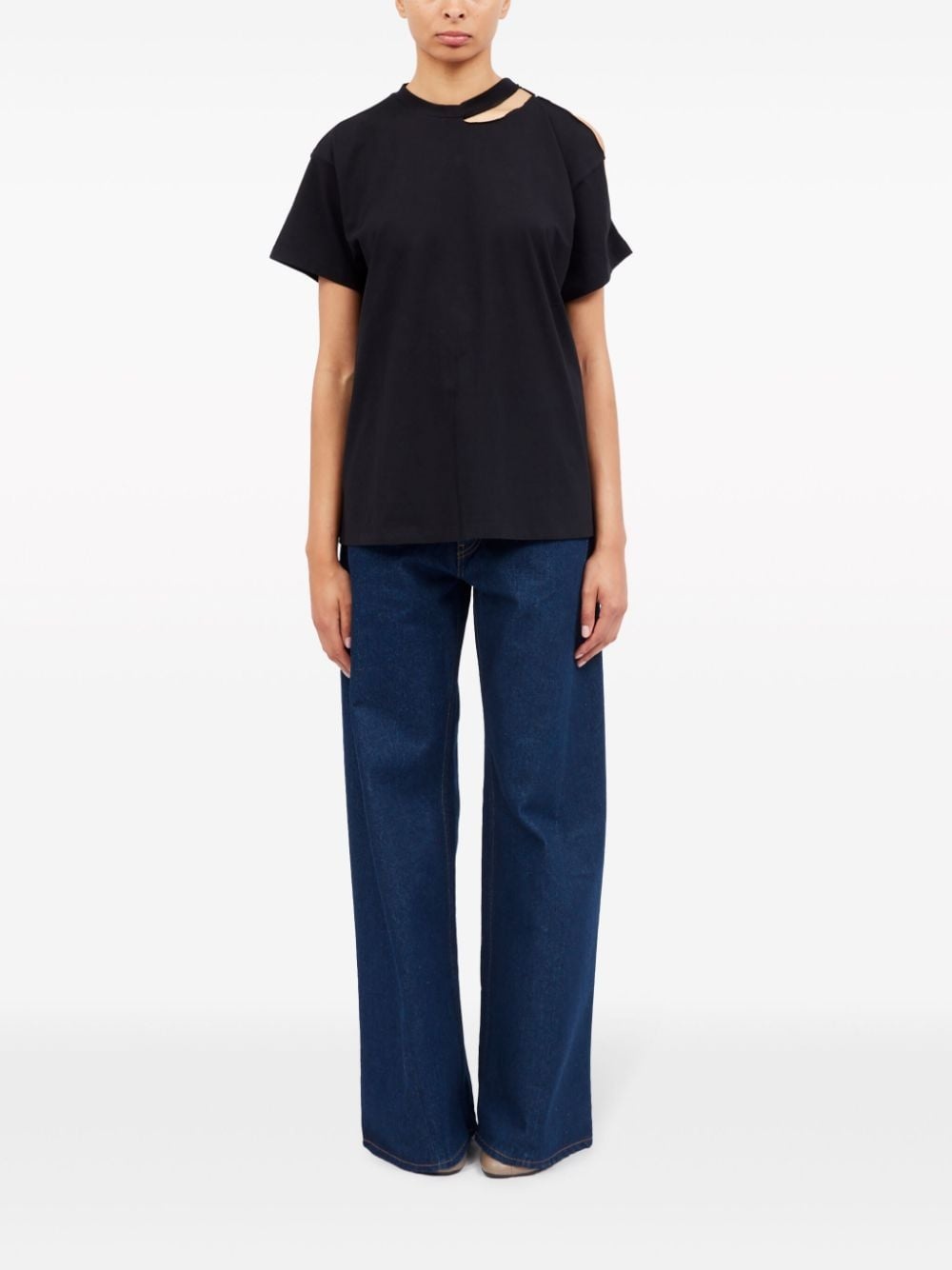 cut out-detail cotton T-shirt - 2