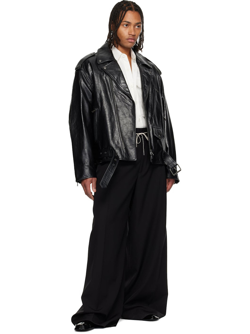 Dries Van Noten Black Biker Leather Jacket outlook