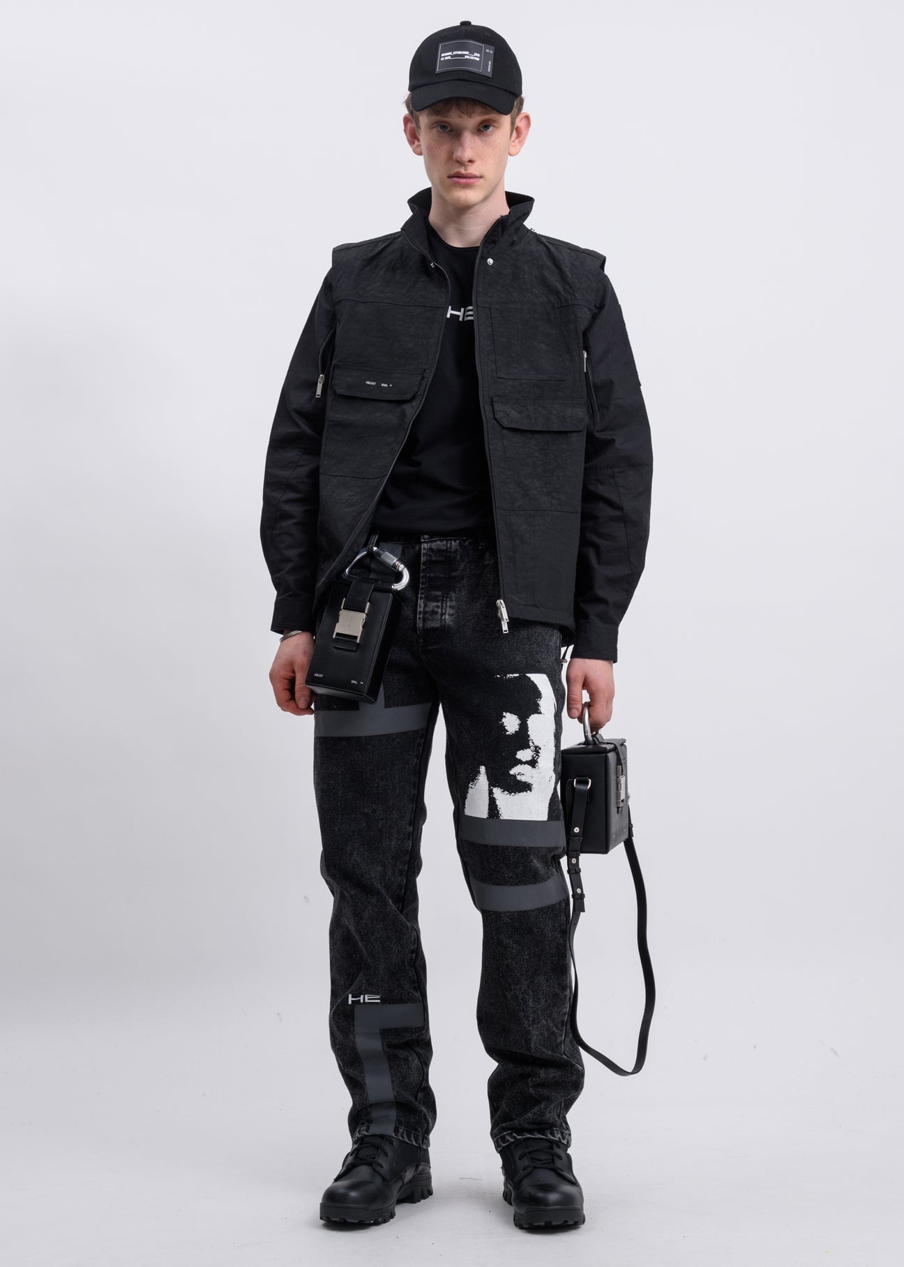 BLACK LEATHER CARABINER BOX BAG - 7