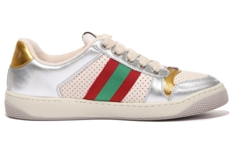 (WMNS) Gucci Screener Metallic Calfskin Web 'Silver Gold' 701103-AACEG-8143 - 2