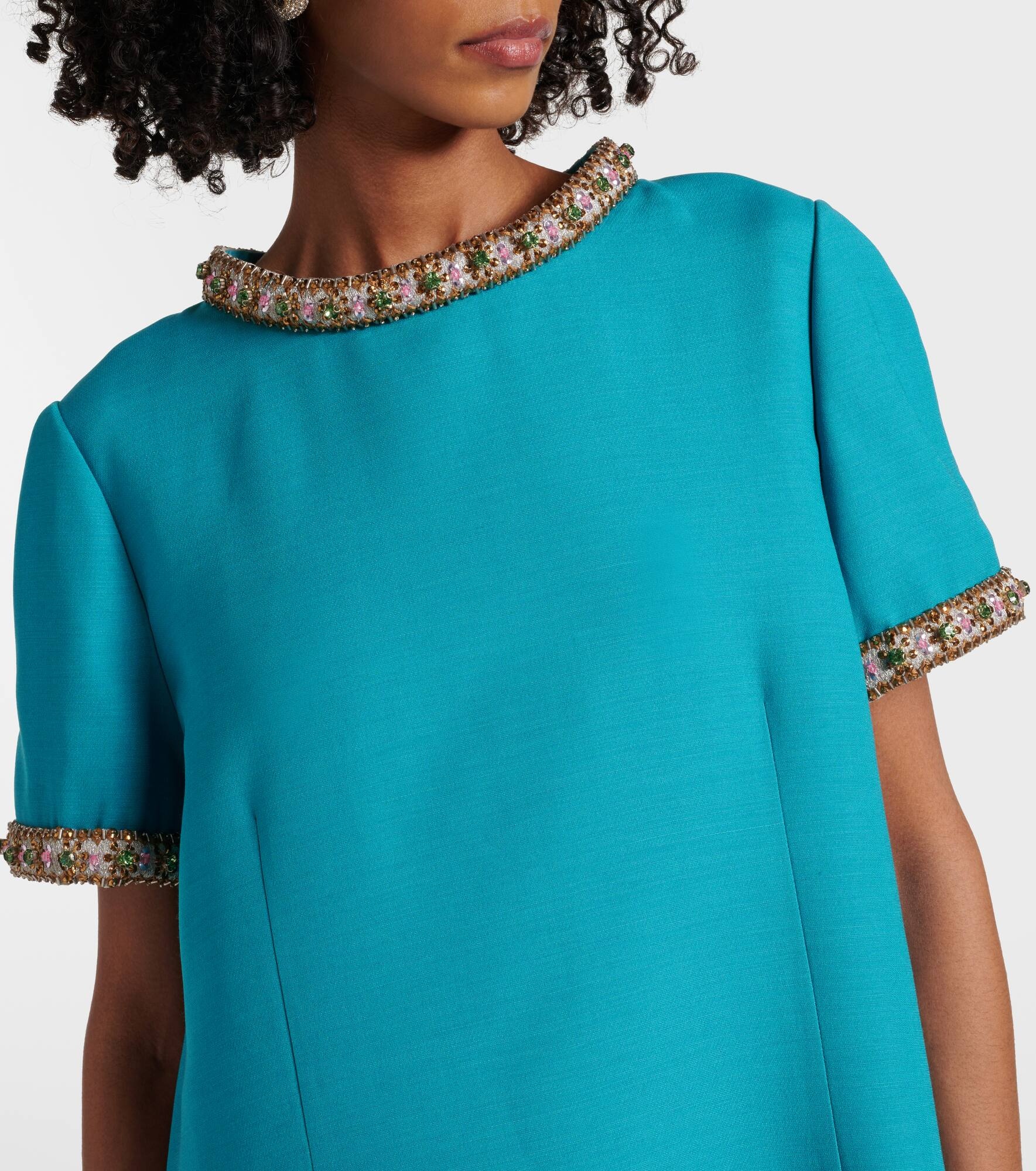 Wool and silk embellished cocktail dress - 4