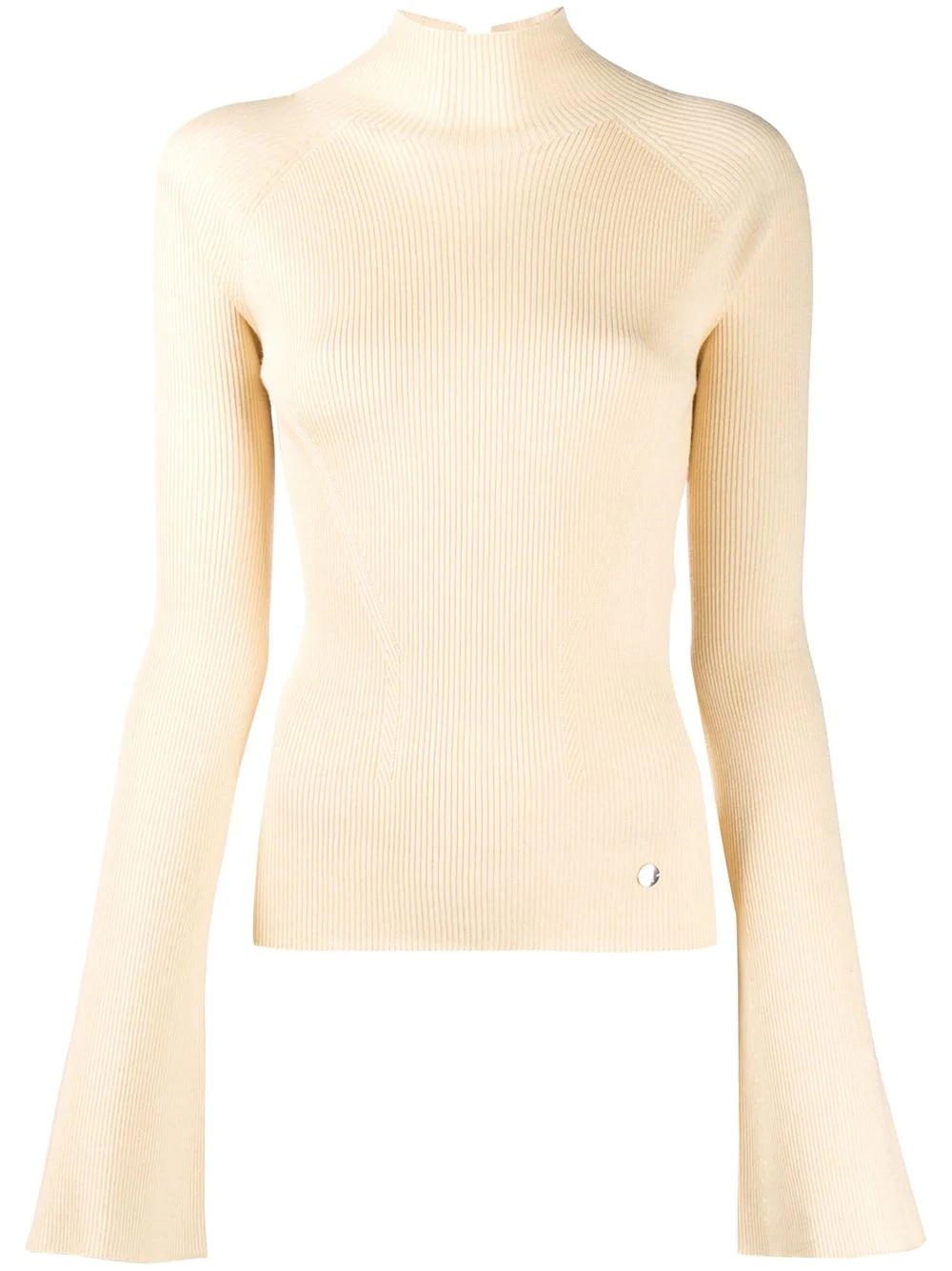 bell-sleeve ribbed knit jumper - 1