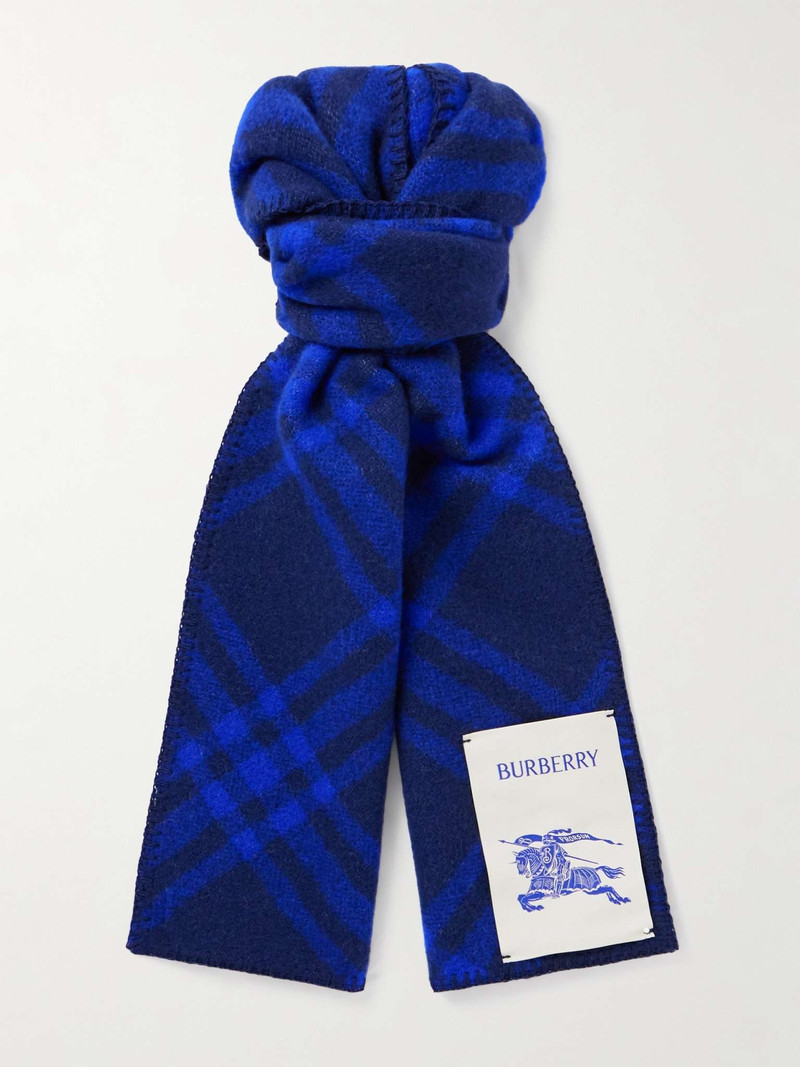Logo-Appliquéd Checked Wool Scarf 1