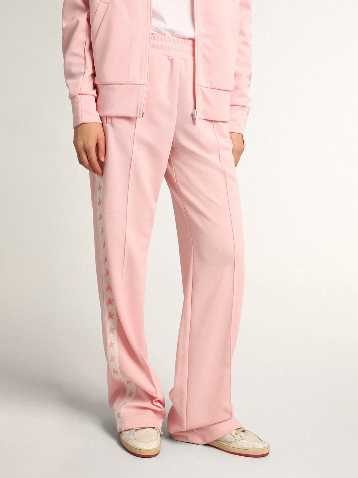 Women's pink joggers with band and stars on the sides - 2