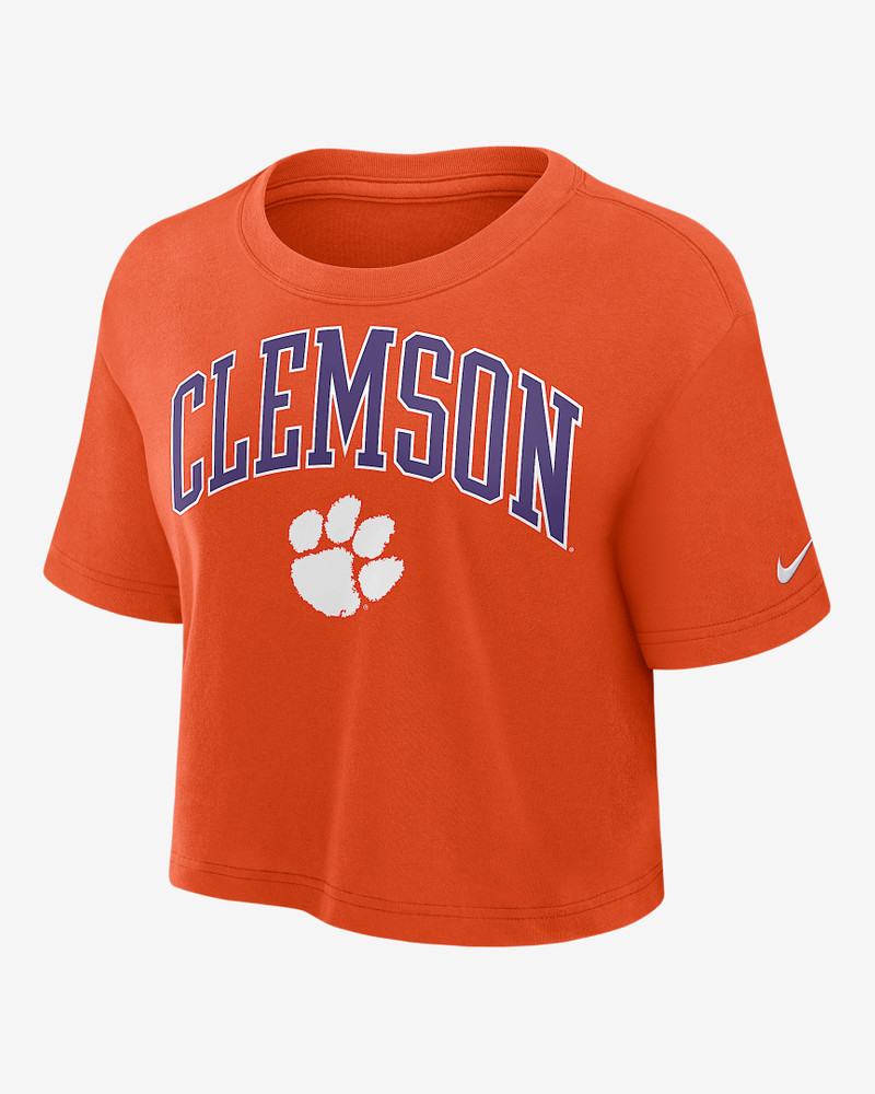 Clemson Athletic Prep Arch Women's Nike Dri-FIT College Cropped T-Shirt 1