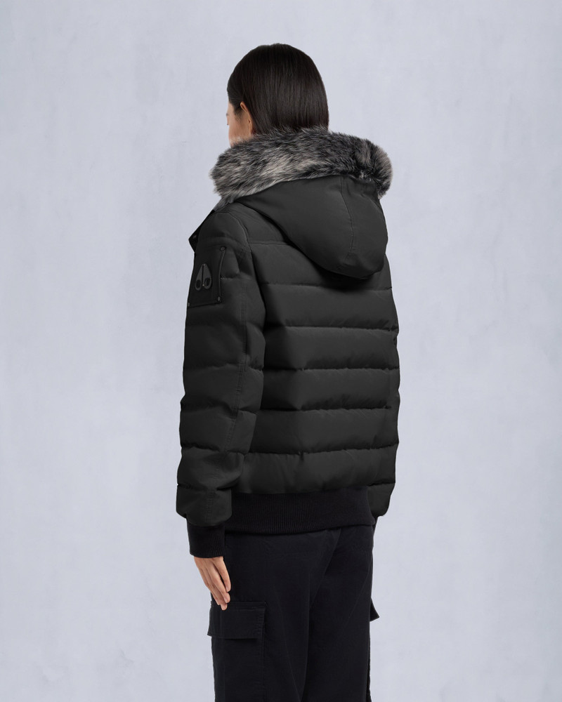 ONYX LADRIERE SHEARLING TRIM BOMBER JACKET 4