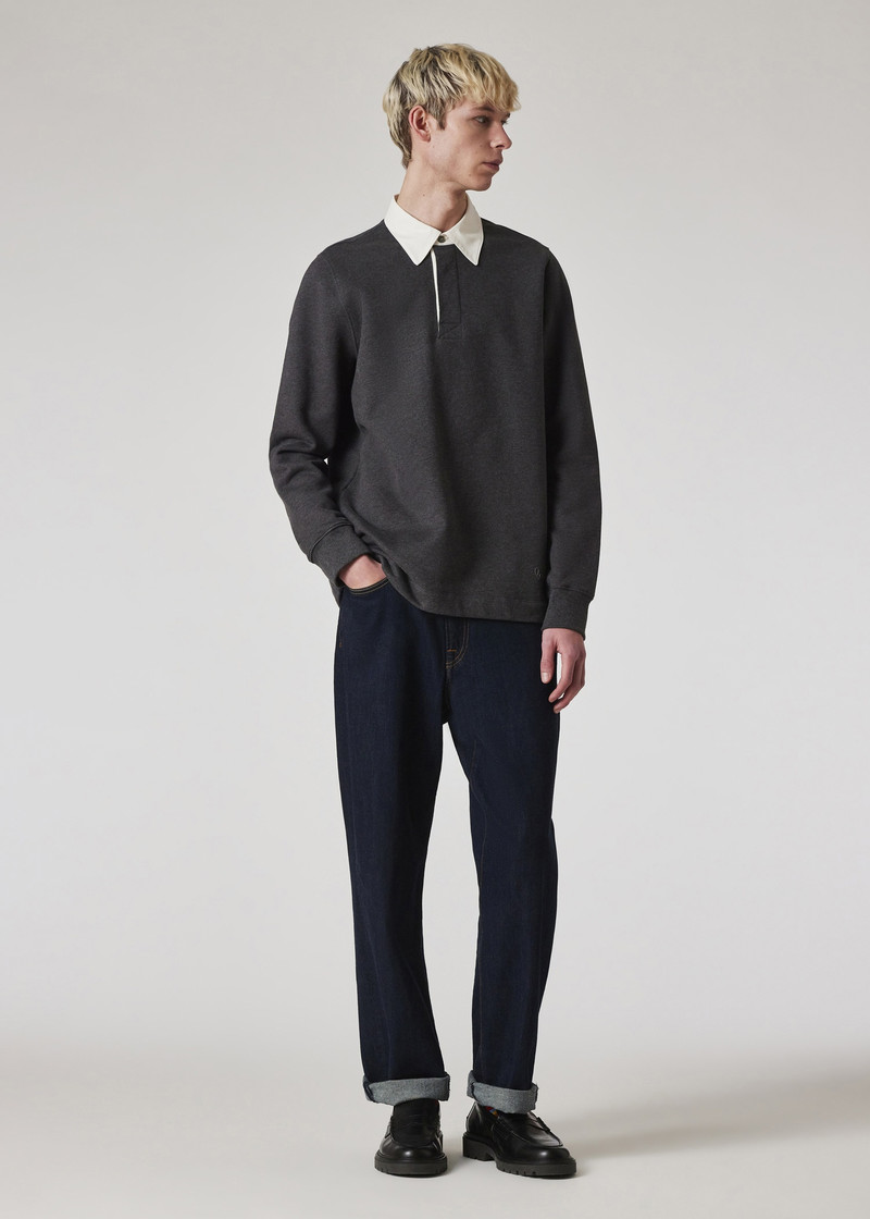 Dark Grey Contrast Collar Marl Sweatshirt 6