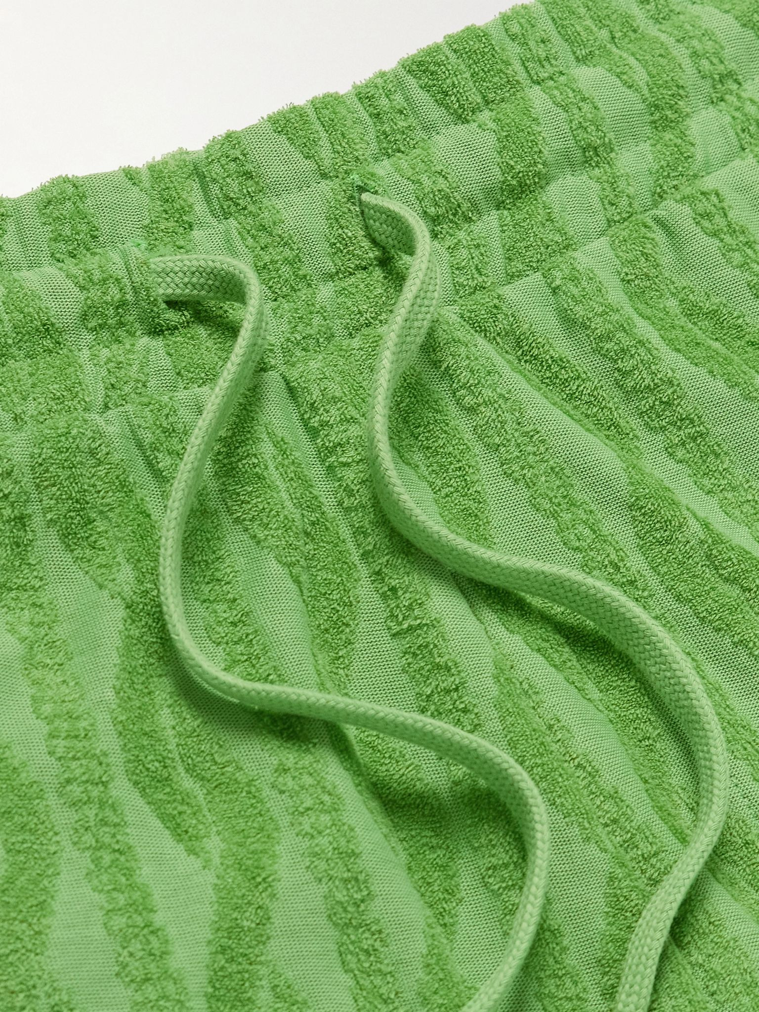 Augusto Straight-Leg Organic Cotton Terry-Jacquard Shorts Green - 5