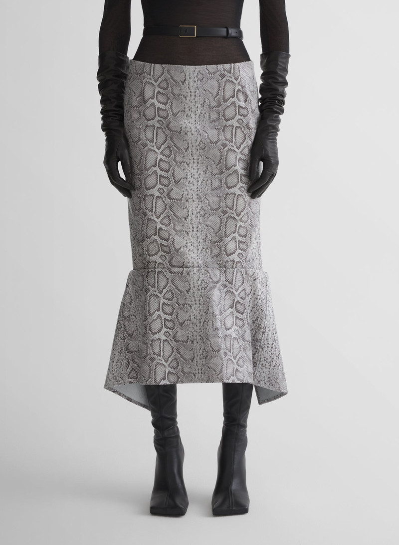 python-embossed leather slit mermaid skirt 3